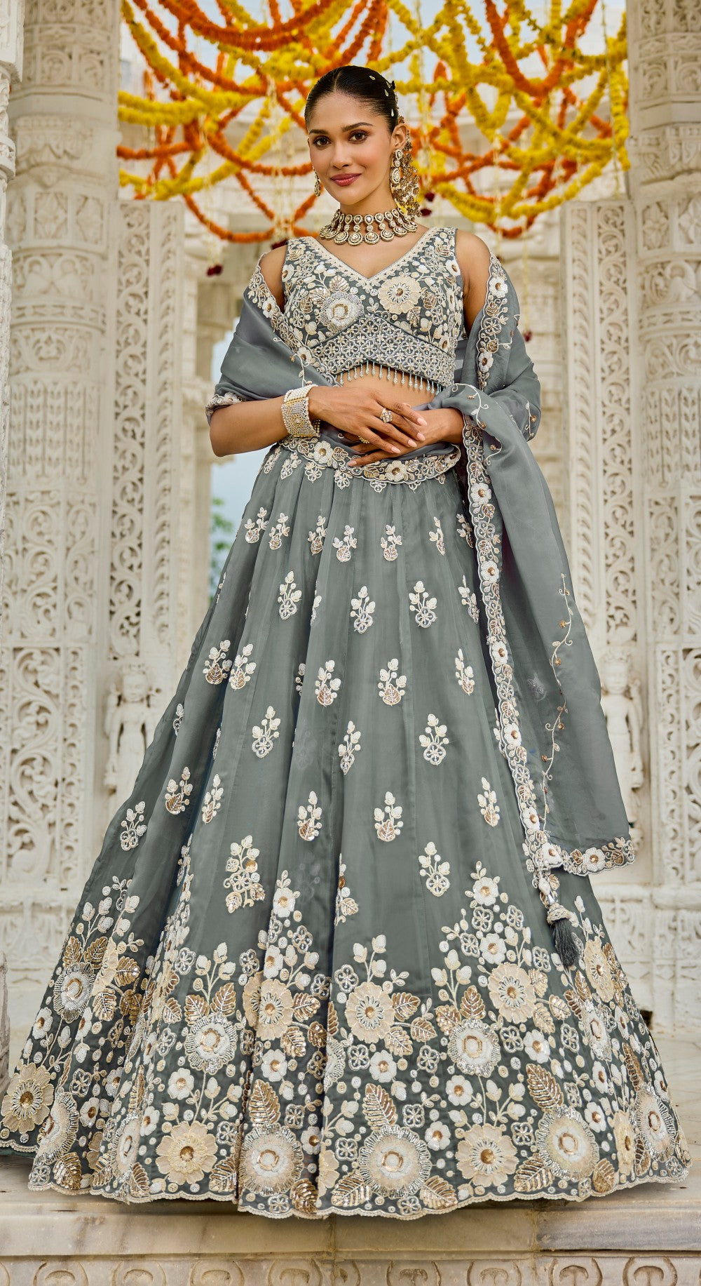 Lehenga Grey Color